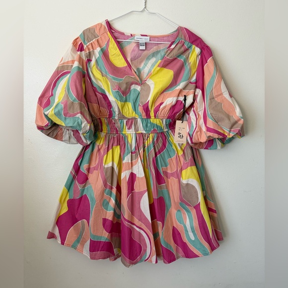 Pastel Puffy Sleeve Cotton Mini Dress - Picture 4 of 8